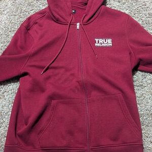 Men's Burgundy true religion hoodie size large(Only Used 3 Times)